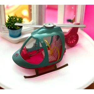 Barbie Dreamhouse Adventures Helicopter, Pink and Blue with Spinning Rotor FWY29